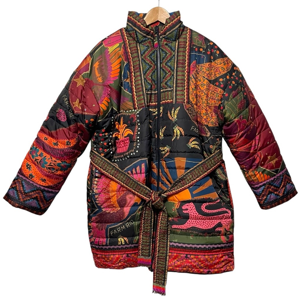 NWT FARM RIO Crazy Mix Reversible Puffer Jacket L - Picture 3 of 13